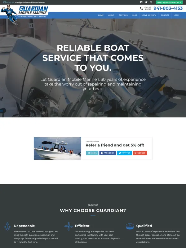 guardianmobilemarine.com homepage screenshot
