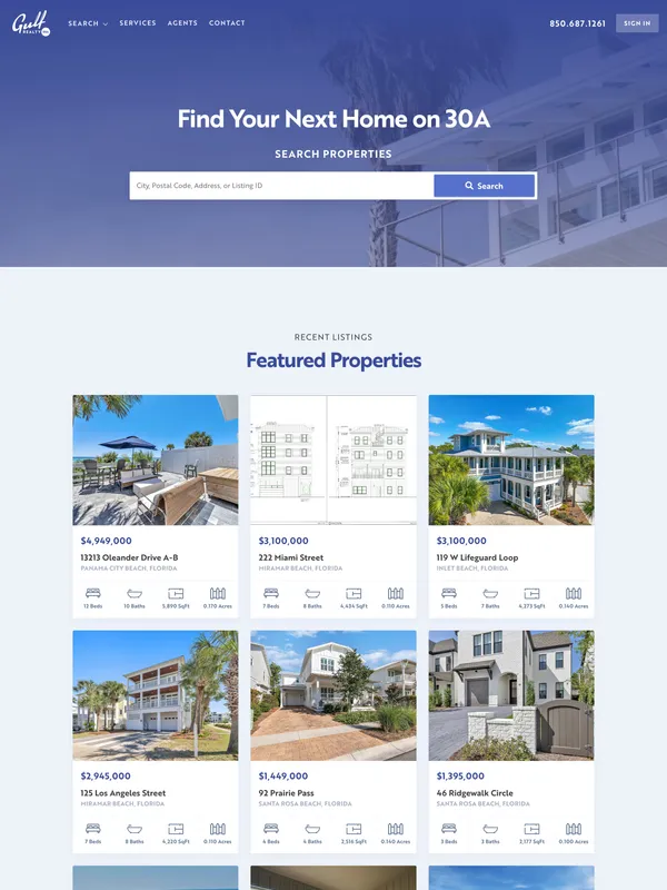 gulfrealty30a.com homepage screenshot